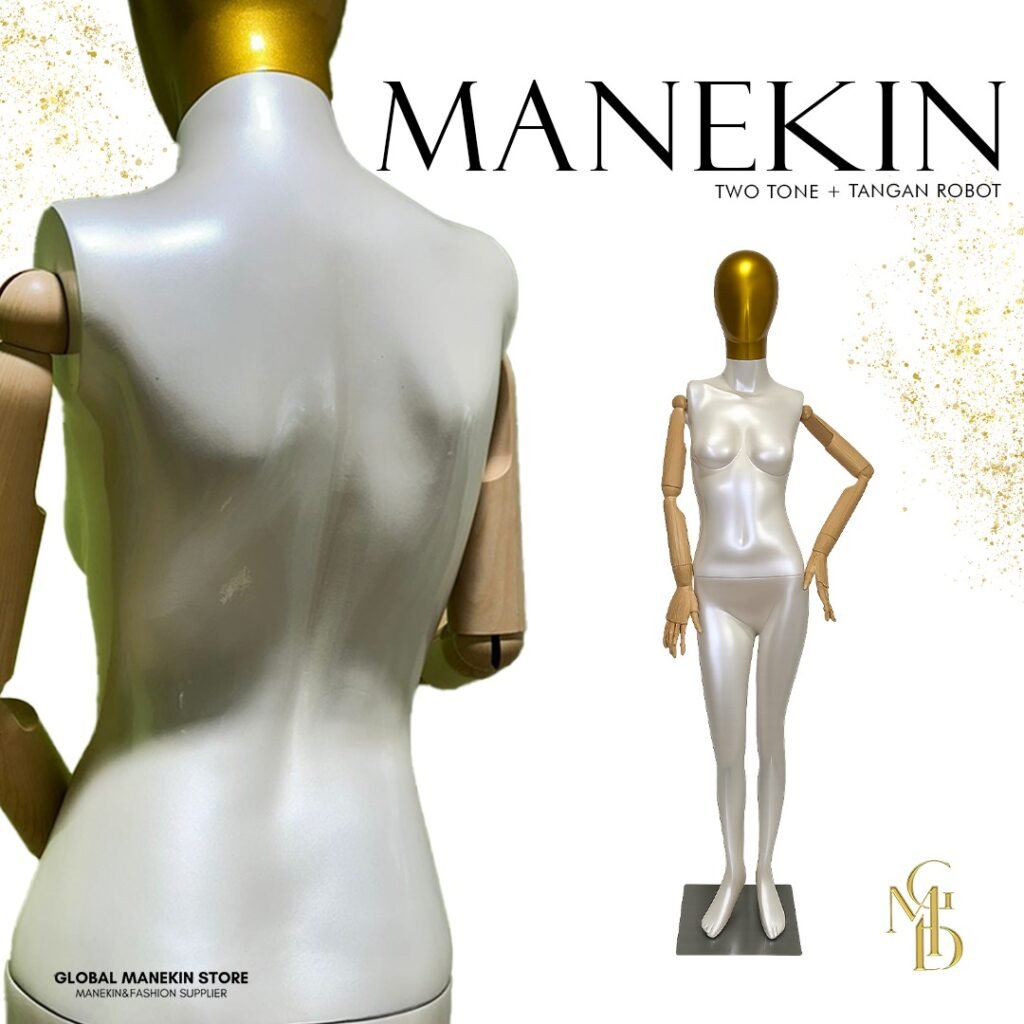 manekin wanita full body gold